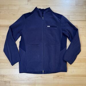 FIGS On-Shift Fleece Jacket Womens Large Dark Blue Nurse WXXOW1007 Zip Pockets